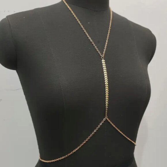 Gold Interlock Chain Body Chain Jewelry - Picture 4 of 6